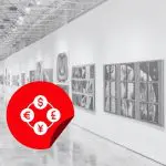 Gallery interior with currency symbols