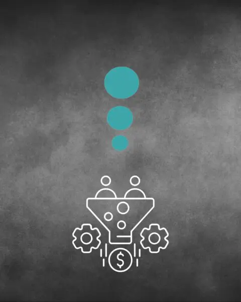 Dark grey background with sales funnel icon